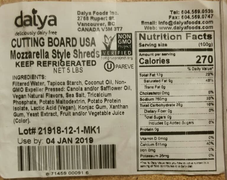 daiya cheese ingredients